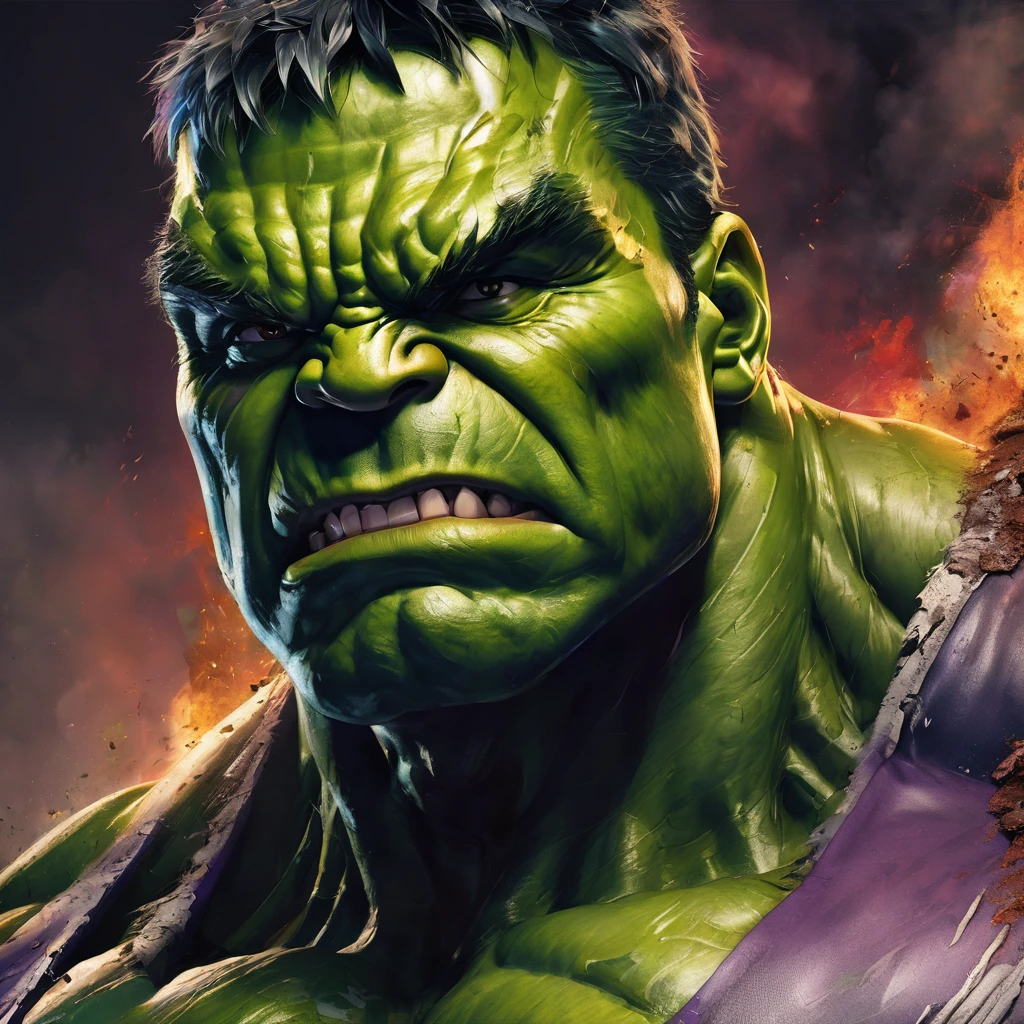 Create a portrait of hulk as evil villain