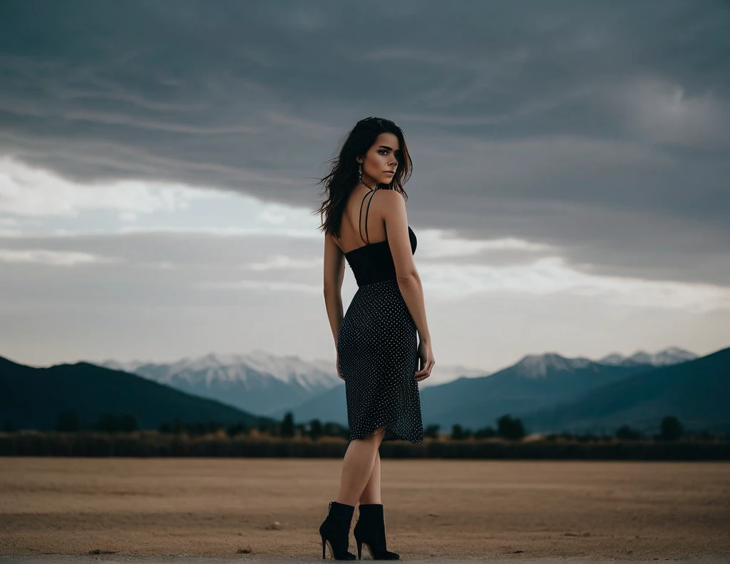 slight smile, cinematic photo professional full body photography of a beautiful (((ohwx woman))), Nikon Z9, 35mm photograph, film, bokeh, professional, 4k, highly detailed, muted colors
huge tits, huge breasts, huge
(photo from the profile:1.2)
A figure standing alone in a vast, open field under a grey sky, reflecting the bleak and expansive landscapes in "Alps".