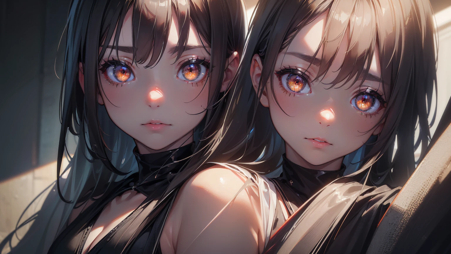 (8K, RAW Photos, Highest quality, masterpiece: 1.4), Ultra-high resolution, Very detailed, Light, Upper body close-up, One girl, White eyes, (Eyes of Terror, Shining eyes:1.2), That's horrible,dark, High Quality Shadows, Natural light, (White highLights:1.2), night, cloudy day, (at home:1.2), (floating:1.2),moody, special effects, light particles, chromatic aberration, shallow depth of field, film, filmic, casting shadow, dark, grin, dynamic pose,
