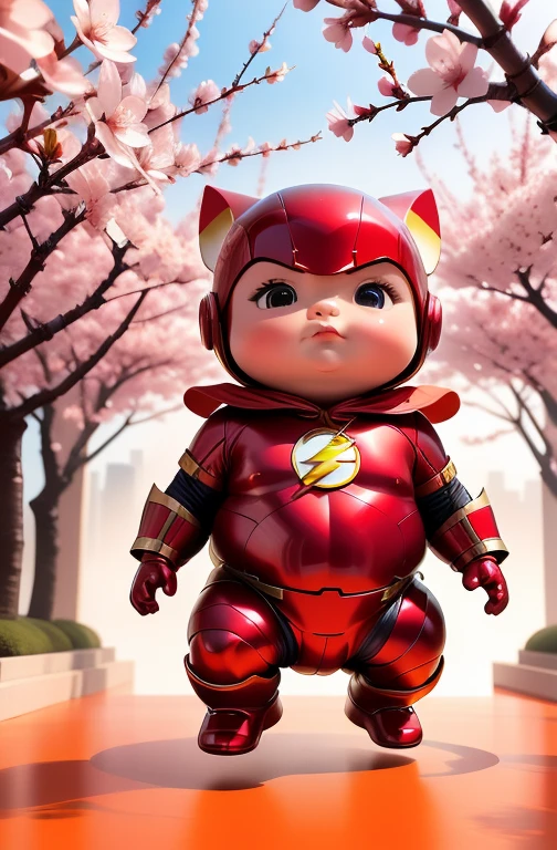 A majestic, time capsule unfurls before us, its worn, golden edges creaking with age. A tender ink wash painting of a chubby-cheeked baby The Flash in red spandex dominates the center, futuristic Gotham City in the background surrounded by delicate brushstrokes of modern Asian artistry. Whispers of cherry blossom petals and wispy clouds dance across the borders, as if carried on the gentle breeze of a spring morning. The capsule's parchment glows with an otherworldly luminescence, set against a rich, burnt-orange background that seems to pulse with the warmth of a crackling fire. Vibrant colors burst forth from the edges, like the first blush of dawn on a summer solstice - chromatic aberration adds a mesmerizing depth, as if we could reach out and touch the tender strokes. The overall effect is a cinematic masterpiece, a UHD-worthy still-life that defies the boundaries of time and space.