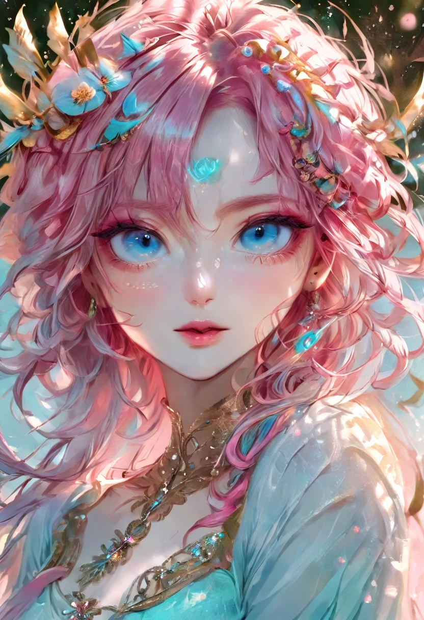 Qt/share your beauty pink hair with blue eyes.