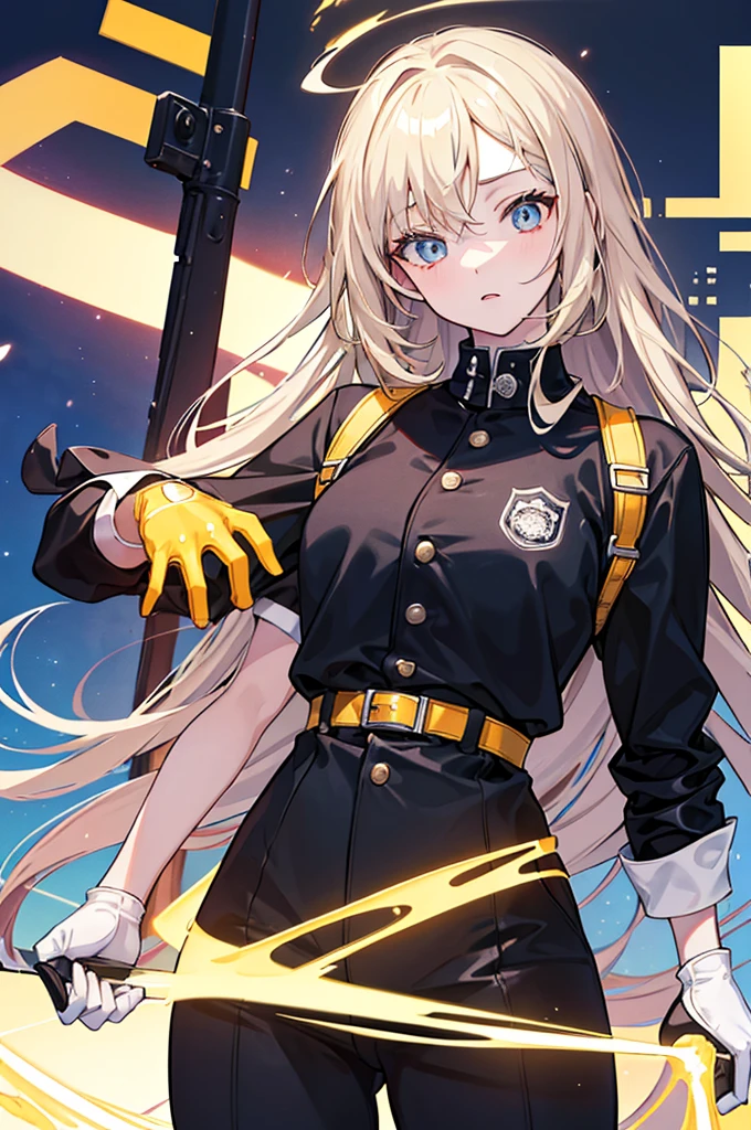 top quality, masterpiece, A high resolution, 8 k, Sweatshirt and girl in anime style, one girl, detailed line drawing, Bright white and bright amber style, Digital Enhancement, close-up, business black suit, face, Germany uniform in the 1930s, Form SS, leather gloves on hands