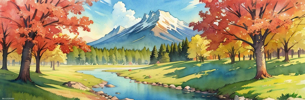 ((masterpiece, official art, watercolor sketch)), Ural taiga landscape