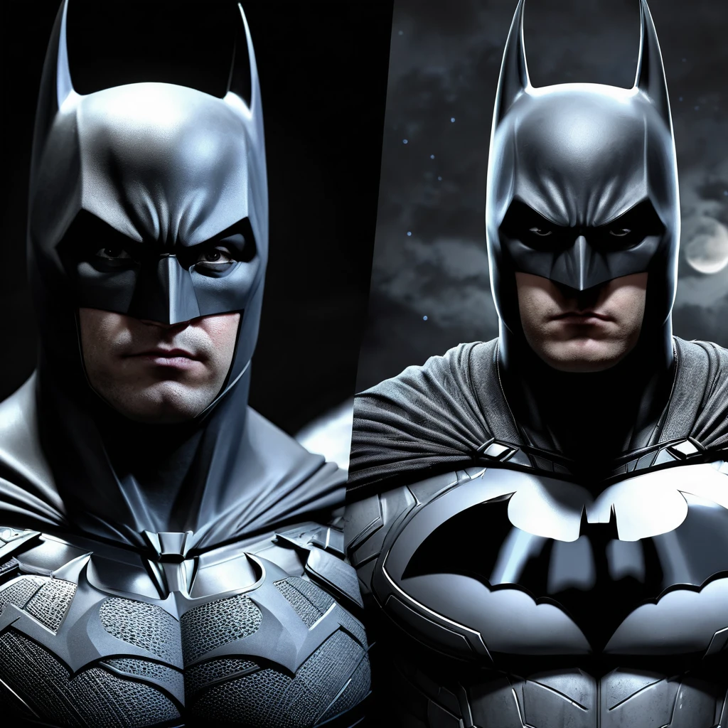 Create a portrait of hybrid form of batman and moon knight, detailed cg, realistic portrait.