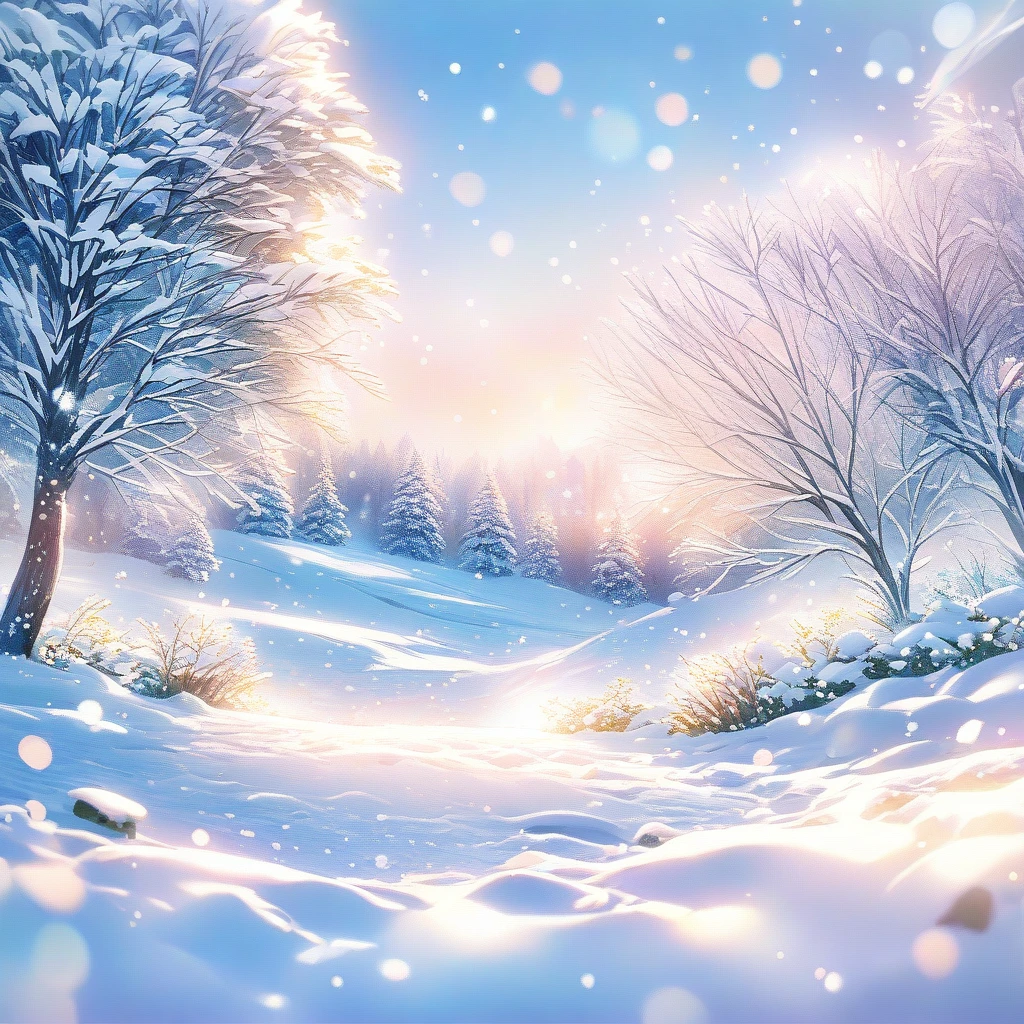 Snow Scene，snow，plant（（（Romantic atmosphere）））（（（fairy tale elements）））（（（masterpiece）））， （（best quality））