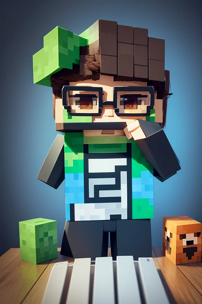Create a logo for the Minecraft channel with the character with glasses
