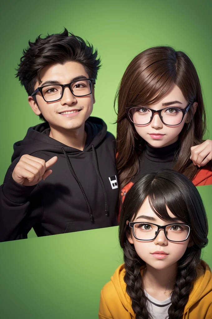 Create a logo for a Minecraft channel with the name Gustavo and a character from the game wearing glasses