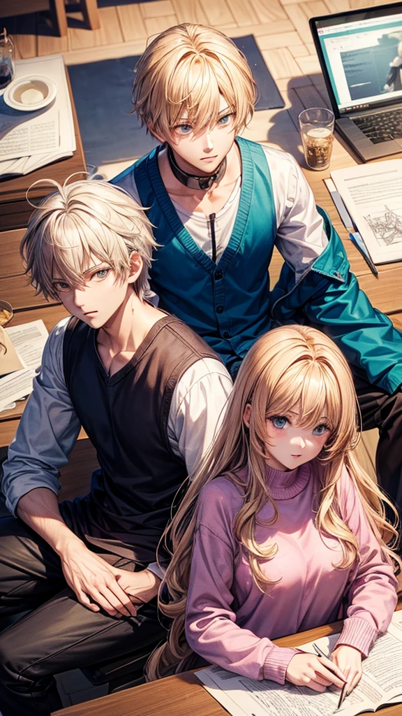 anime drawing, Leo and Maria with their names on their clothes