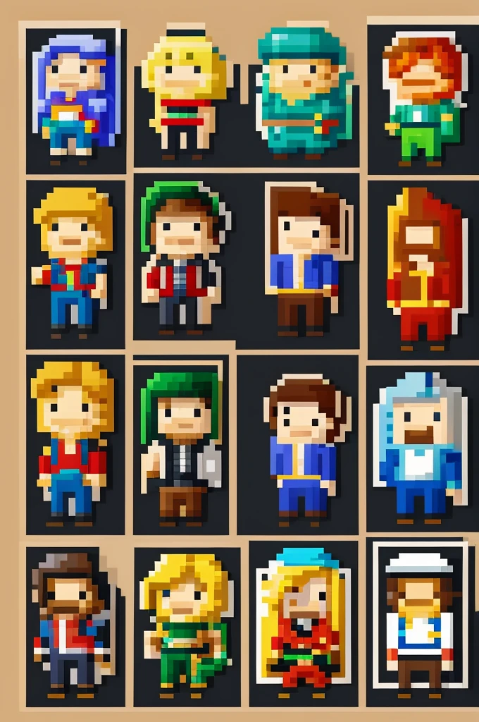 2d pixel characters template 