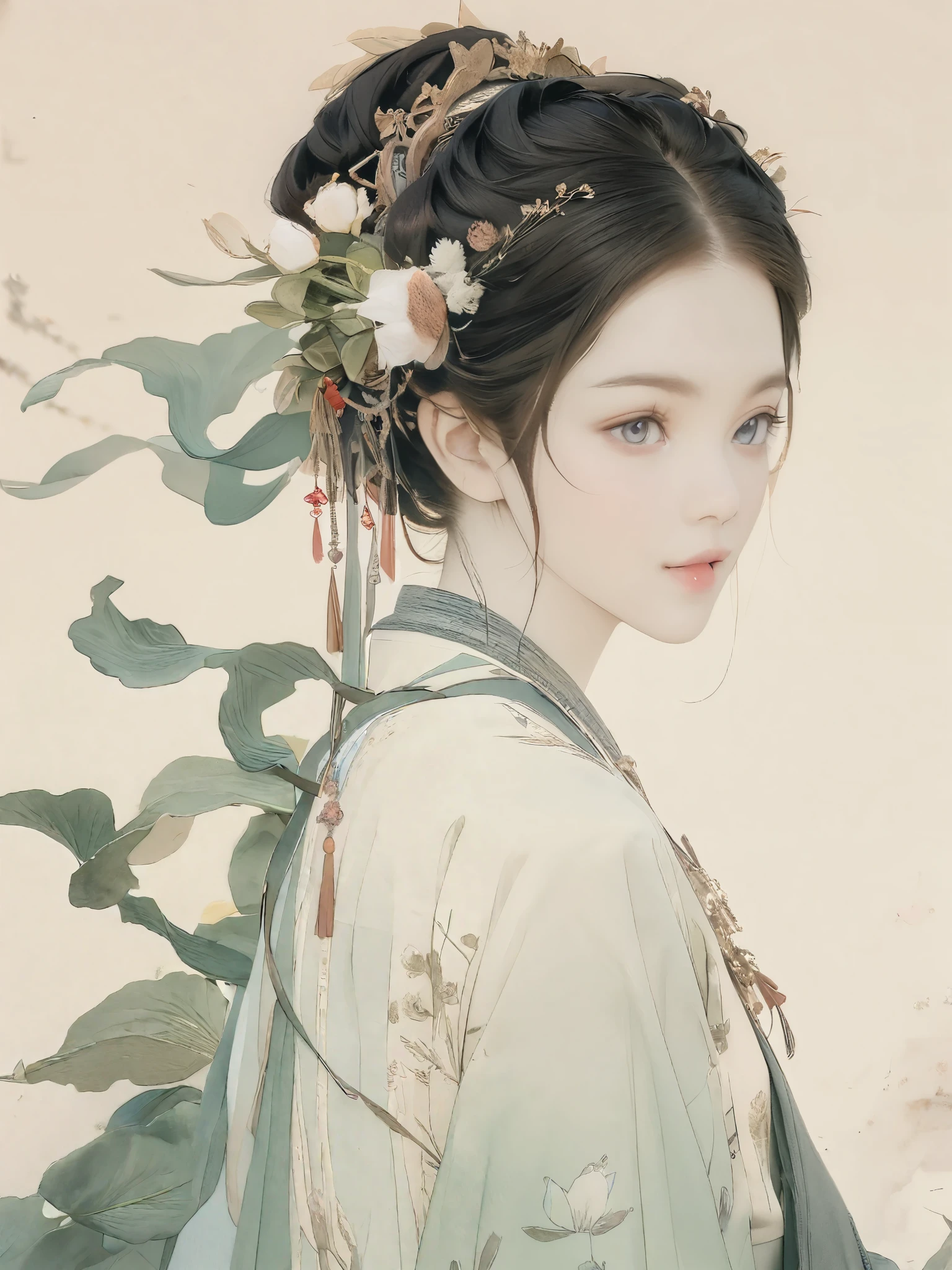 (8K, best quality, masterpiece)，watercolor (medium), 1girl, {Practical, original photo, Ultra-fine transparent, image, (Influenced by Yoshitaka Amano&#39;s style:1.6)}, Practical Light, Delicate skin, (Beautiful slim woman, 25 years old, Court Knight:1.5), Thin legs, Fine particles, Long white hair, Detailed fingers, Thin, Ecstasy expression, Dynamic and sexy pose, (Huge breasts:1.4), (Long skirt, Long red cape, boots:1.2),(Arcadia, Flower Storm, Many flowers:1.8), Unobscured，Beautiful scenery, (Flowers, Wind and Moon:1.5).
