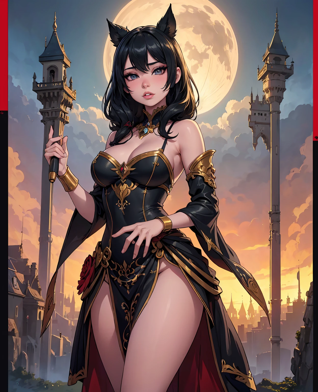 Emiru, fantasy world, 1girl, beautiful detailed eyes, beautiful detailed lips, extremely detailed face and hair, elegant fantasy princess dress, medieval castle background, ornate golden frame, dramatic lighting, cinematic composition, lush fantasy landscape, vivid colors, digital painting, concept art style, (best quality,4k,8k,highres,masterpiece:1.2),ultra-detailed,(realistic,photorealistic,photo-realistic:1.37)
