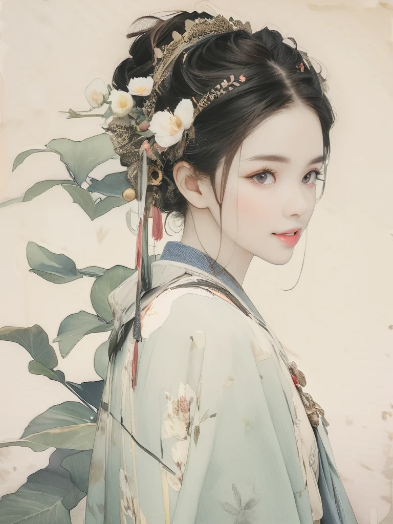 (8K, best quality, masterpiece)，watercolor (medium), 1girl, {Practical, original photo, Ultra-fine transparent, image, (Influenced by Yoshitaka Amano&#39;s style:1.6)}, Practical Light, Delicate skin, (Beautiful slim woman, 25 years old, Court Knight:1.5), Thin legs, Fine particles, Long white hair, Detailed fingers, Thin, Ecstasy expression, Dynamic and sexy pose, (Huge breasts:1.4), (Long skirt, Long red cape, boots:1.2),(Arcadia, Flower Storm, Many flowers:1.8), Unobscured，Beautiful scenery, (Flowers, Wind and Moon:1.5).