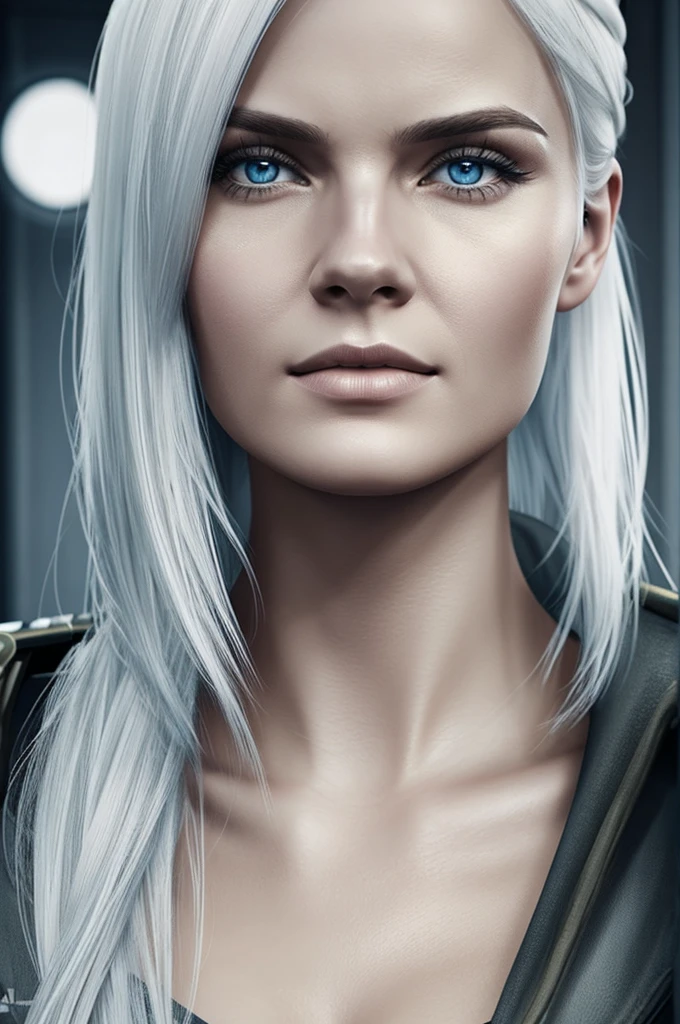 Semi realistic art of a finnish woman who is pale and has white hair. Call of duty 