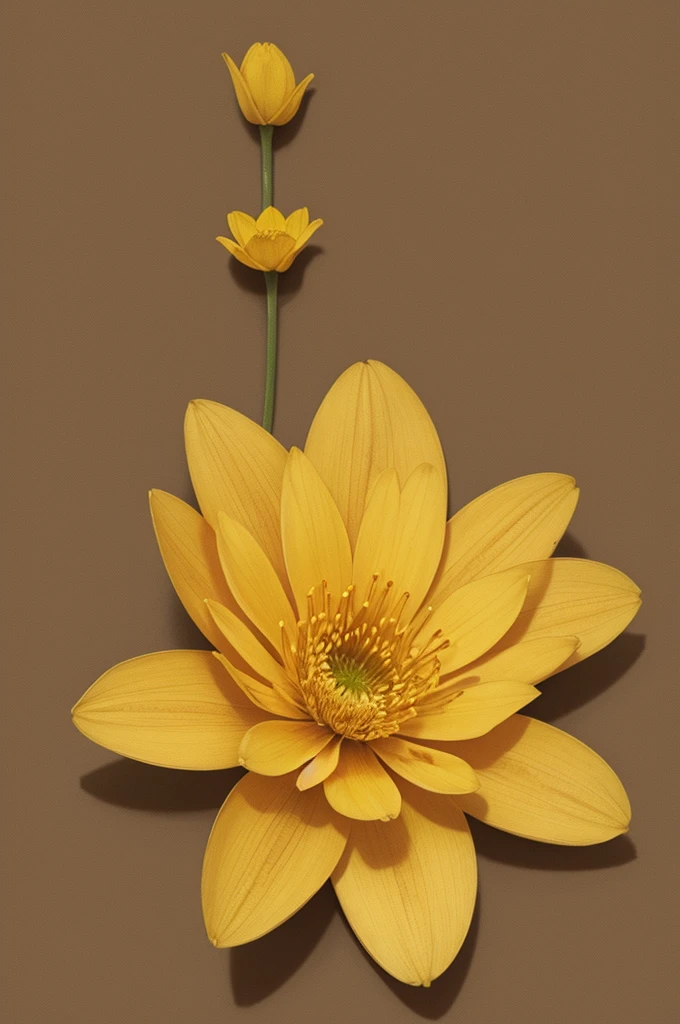 Sketch of a golden tiare flower with 6 petals