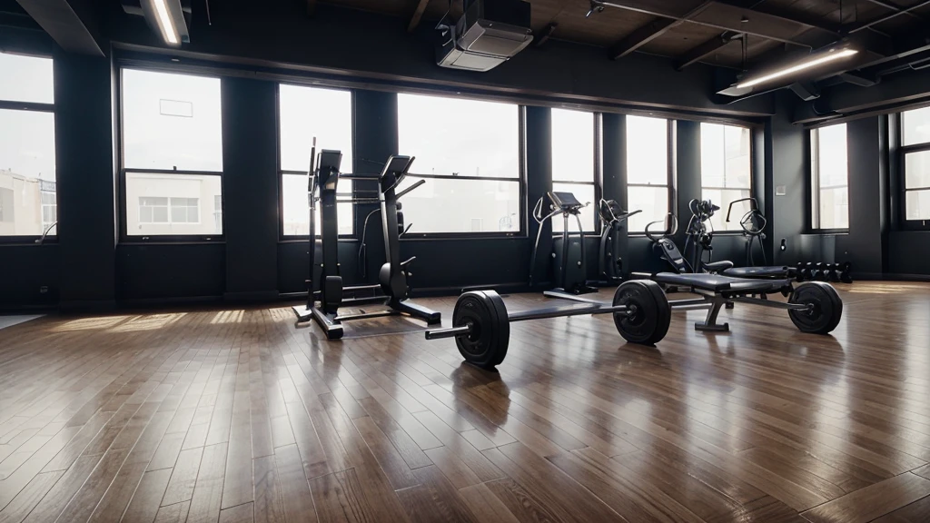 An image of a giant weight training gym with LED lighting and well equipped with modern equipment