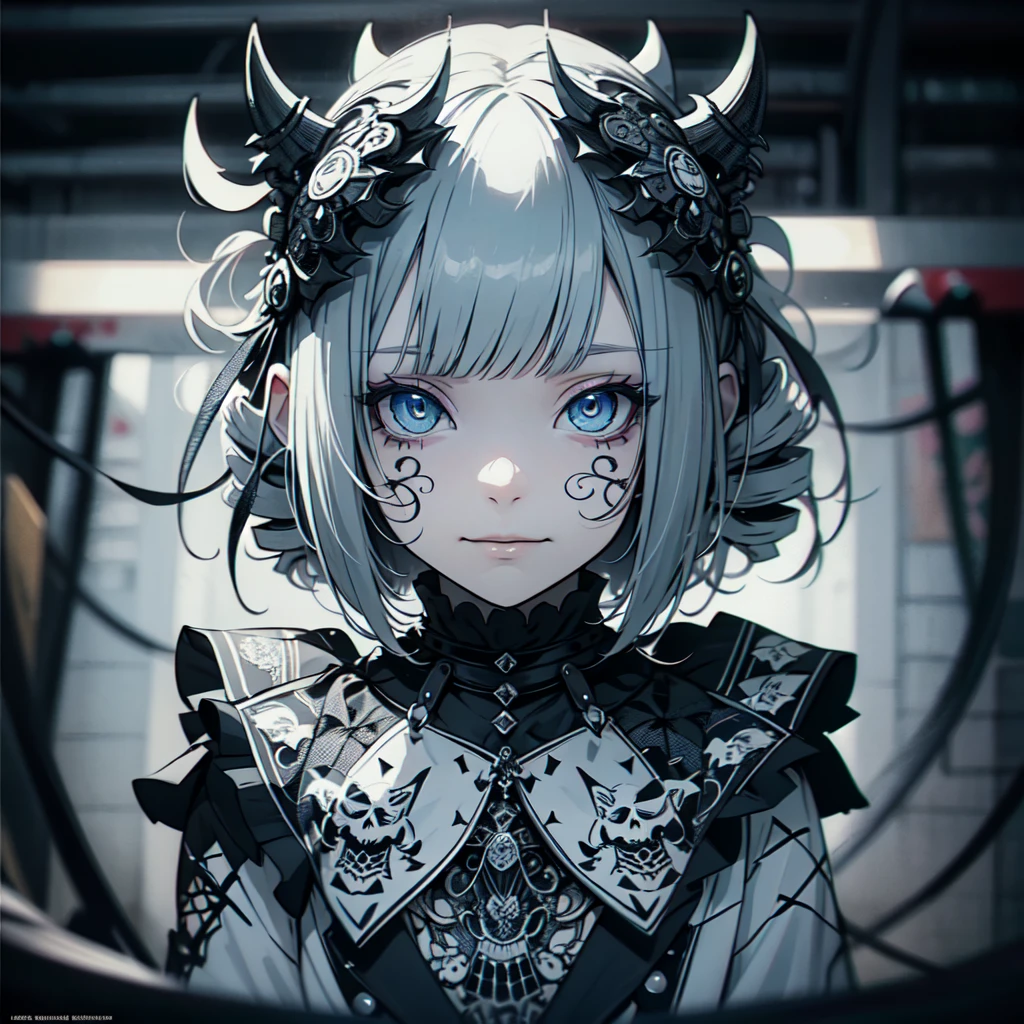 ((super detailed illustration)), (masutepiece, 8K), (Best Quality, High quality), Perfect Anatomy, super detailed, super detailed, perfect design, 20yr old, (((native american girly))), Mature face, short dark hair, sface focus, Adults, business suit, jaket, white shirt, tie, Pants, best qualtiy, Details of face, ((Black hair)), ((tusk)), (((Drill Hair))), ((Blue eyes:1.2)), Big eyes, ((Gothic)), ((Gothic Lolita)), hair between eye, Buddhist painting, (Beautiful eyes: 1.1), Absurd, super detailed, High resolution, Detailed background, (Art Nouveau: 1.2), flowing lines, organic shape, complex pattern, decorative design, elegant forms, Natural Inspiration, Zentangle Pattern, Structured design, Repeating shapes, Contemplative Drawing, Creative expression, Intricate details,black hair,full body,evil smile,frilled mini skirt,