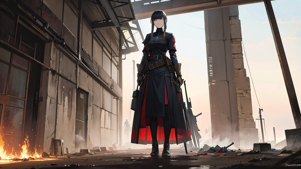 tall girl, war, infiltration, dead bodies, masterpiece