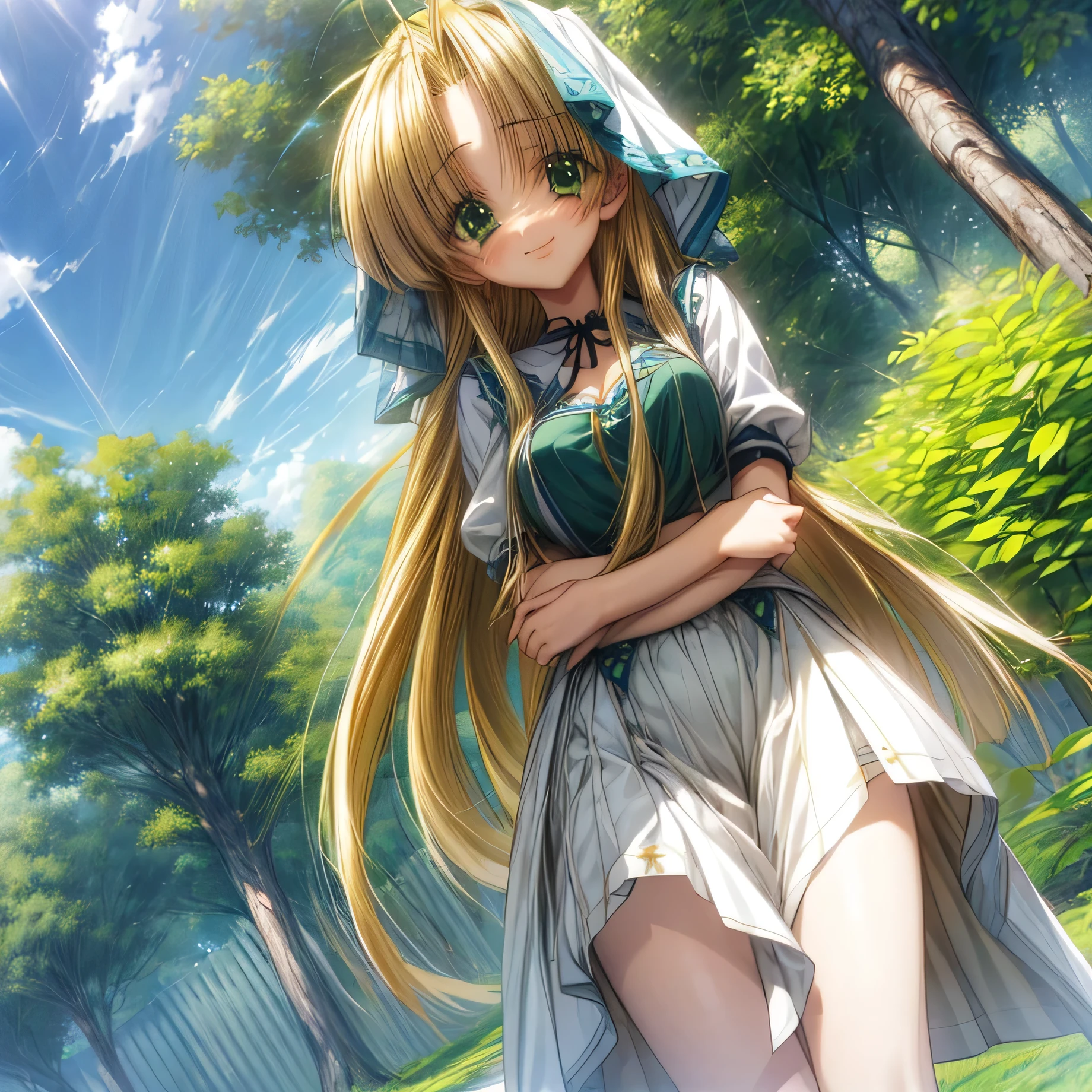 green eyes,smile,blonde,long hair,,Sun,Asia Argento