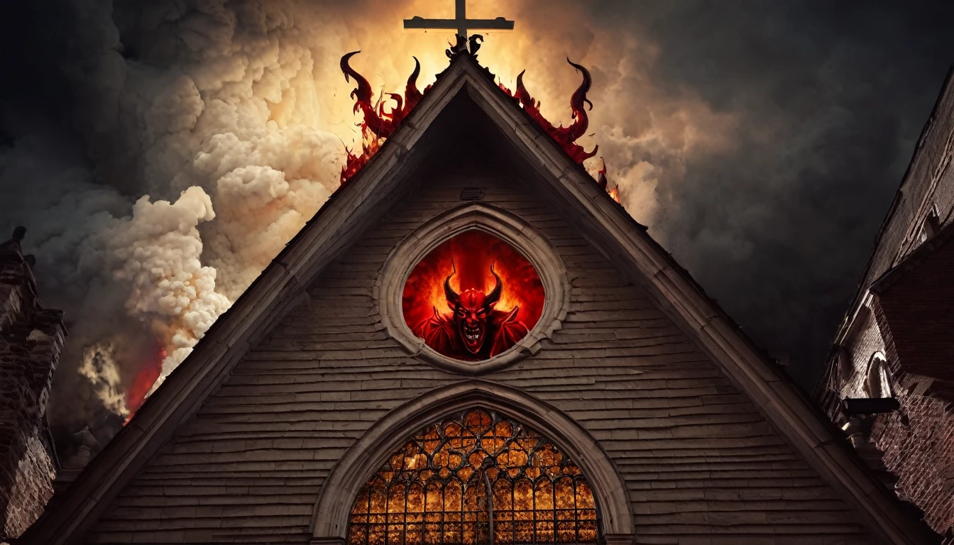 CREATING AN IMAGE OF THE DEVIL TRYING TO DESTROY THE CHURCH FROM THE OUTSIDE