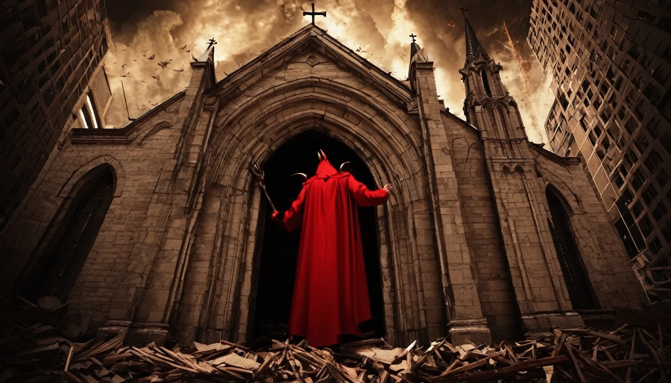 CREATING AN IMAGE OF THE DEVIL TRYING TO DESTROY THE CHURCH FROM THE OUTSIDE