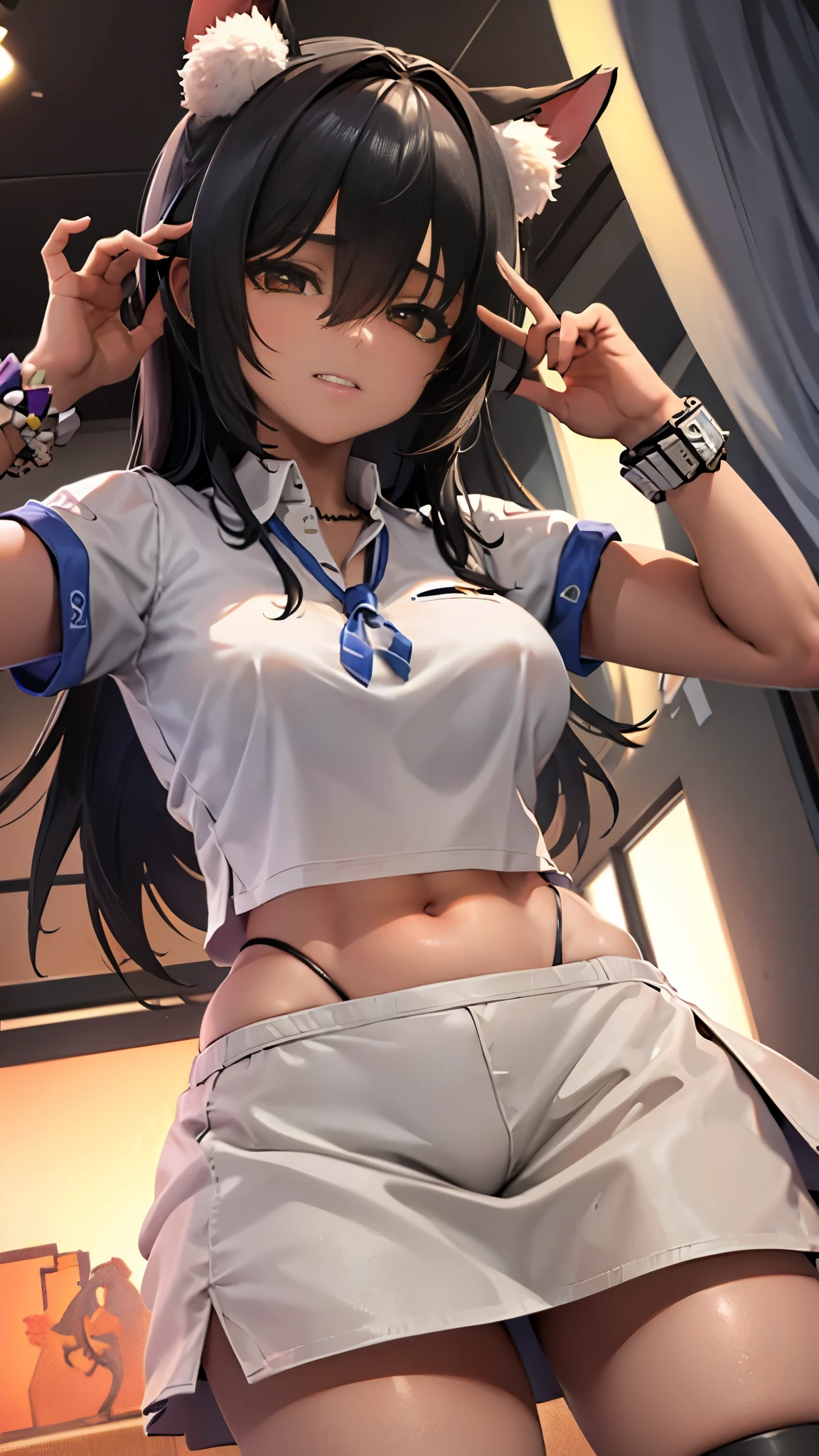 [GENERATED BY 7th anime XL-Pony A:100]
(score_9,score_8_up,score_7_up,score_6_up),masterpiece,best quality, source anime,

rating_explicit,
ukkripony,
1girl, standing, upper body, classroom,
half-closed eyes, heavy breathing, sweat,saliva,
grin, clenched teeth,


BREAK girl, 18 yo, (:1.3), (large breasts:1.3), (black hair:1.2), (medium long hair:1.2), (hair between eyes:0.5), (straight hair:1.3), grey eyes, (tareme:1.3),
BREAK (school uniform), (white collared shirt, plain pattern shirt, short sleeves, shirt tucked in:1),
(red plain pattern narrow neck ribbon:1.1),
(button gap:1),
BREAK (pov hands another's cheek, finger in mouth:1.3)