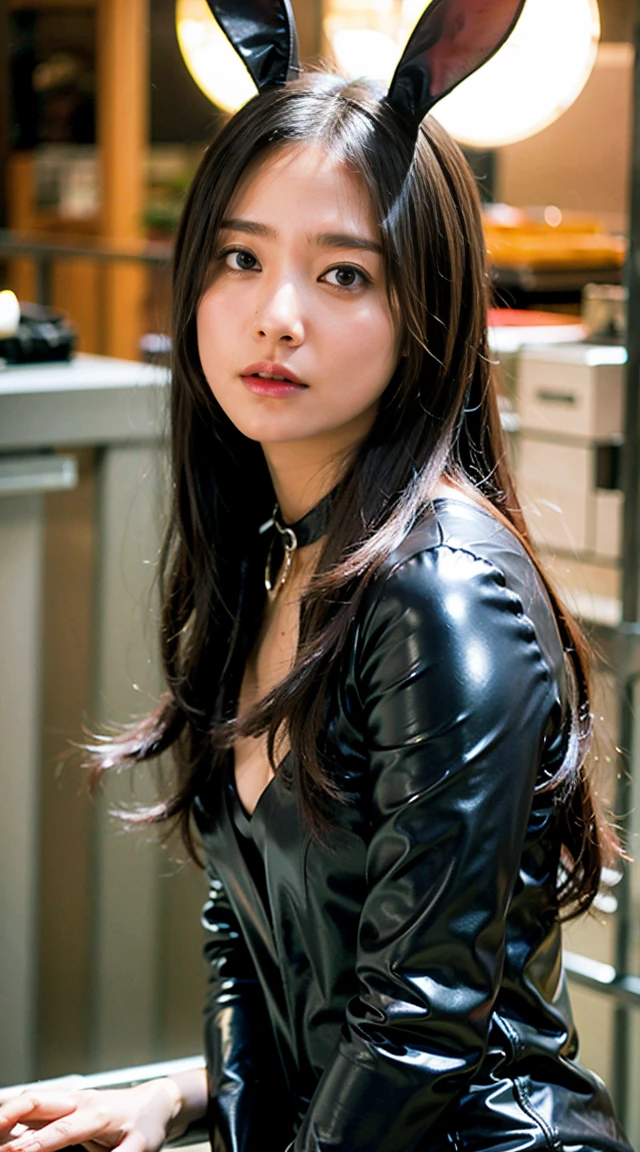 wearing a erotic latex bunny costume