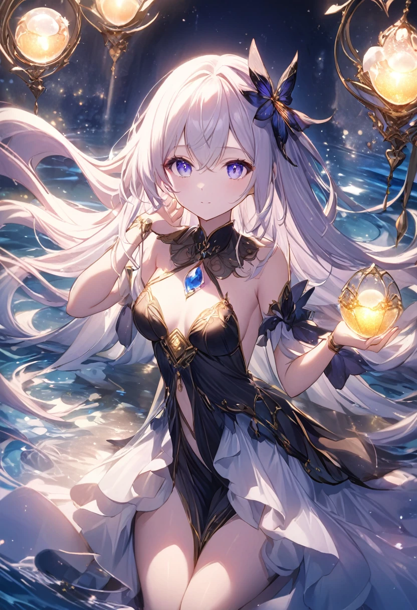 This mysterious fairy、It has an otherworldly beauty that captures the essence of the mystical realm.。Lilia, Her skin has a delicate bluish glow, It reminds me of the soft glow of moonlight reflecting off a still pond.. Her Hair, Dark as the deepest night, Waves of shiny ebony flow down, absorbing the surrounding shadows.. Each and every strand of hair emits a captivating glow., Like a midnight silk thread.

but、What really sets her apart are her eyes., Shining like a polished onyx gem. It has a mysterious depth, Revealing the secrets of ancient wisdom and magic. When she looks at you, It&#39;s like she&#39;s peering into the depths of your soul., It will draw you into a world of enchantment and wonder..

This fairy is a symbol of the enchanting and mysterious beauty that the fairy world has to offer., A presence that combines elegance and mystery, Ready to take you on a fantastic journey through the wonders of the magical world.