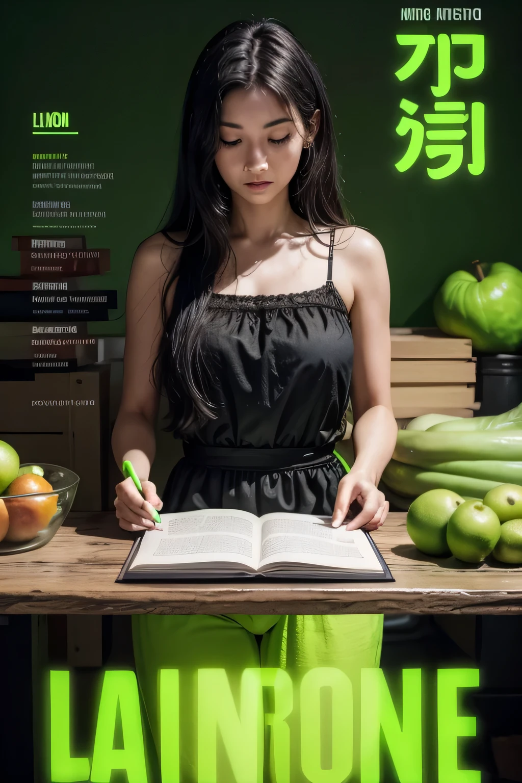 The book cover features a dark background in deep green tones., almost black, com detalhes in neon lime green para criar um contraste marcante e moderno. In the center of the cover, The title "Anti-Candidiasis Diet" is highlighted in large, elegant letters, using a vibrant neon lime green color that catches the eye.

Abaixo dThe title, em uma fonte menor, but still readable, is the subheading: "Recipes and Tips", também in neon lime green, maintaining harmony with the overall design.

Logo abaixo, o slogan "Your Nutritional Guide to a Candidiasis-Free Life" appears in a smaller font, igualmente in neon lime green.

At the bottom of the cover, the name of the author, Laura Santos, is present in a smaller font, in neon lime green, complementando The title e o slogan.

Subtle Elements, like healthy food icons (fruits, veggies, Sheets) delineados in neon lime green, traverse the dark background, adding a touch of sophistication and modernity without distracting from the main text. The image conveys a feeling of health, modernity and hope, inviting the reader to discover a nutritional path to get rid of candidiasis permanently and restore their well-being.