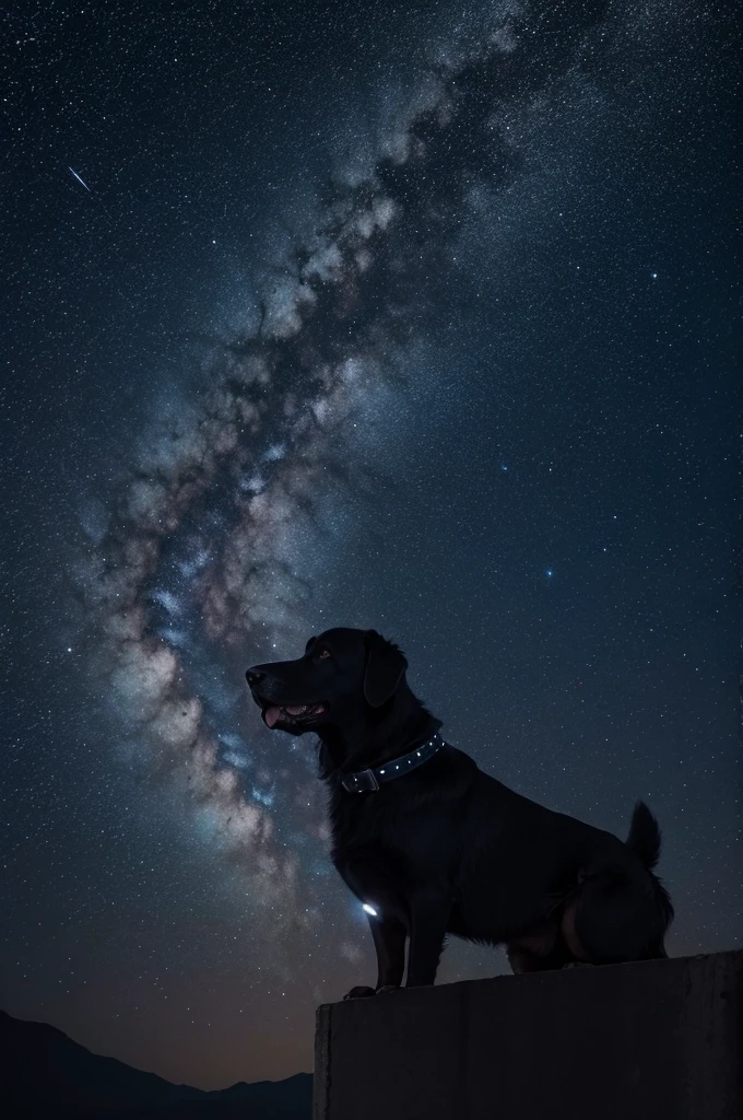 Black dog suffocating in the stars
