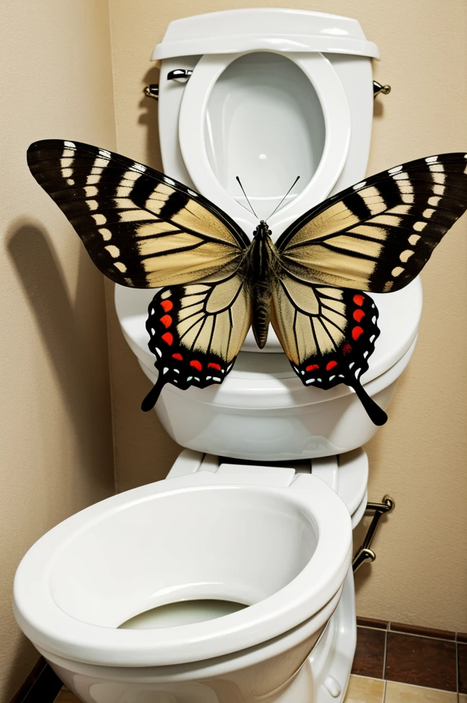A butterfly in a toilet