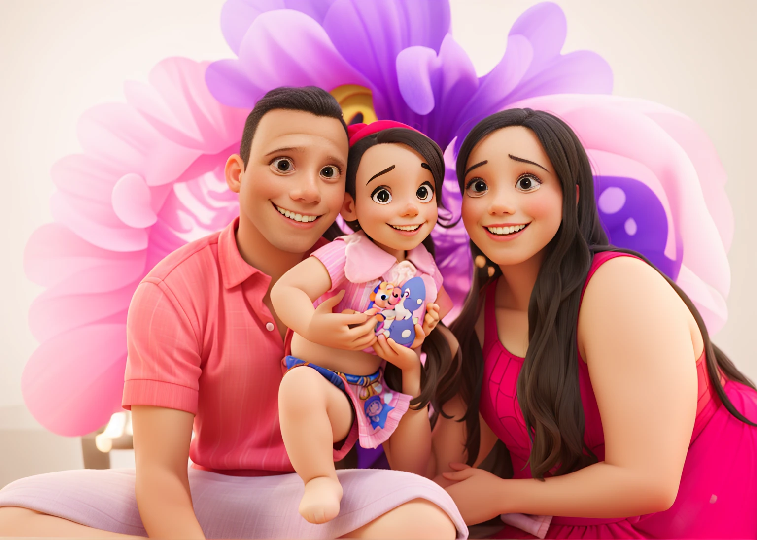 Disney family smiling in photo studio