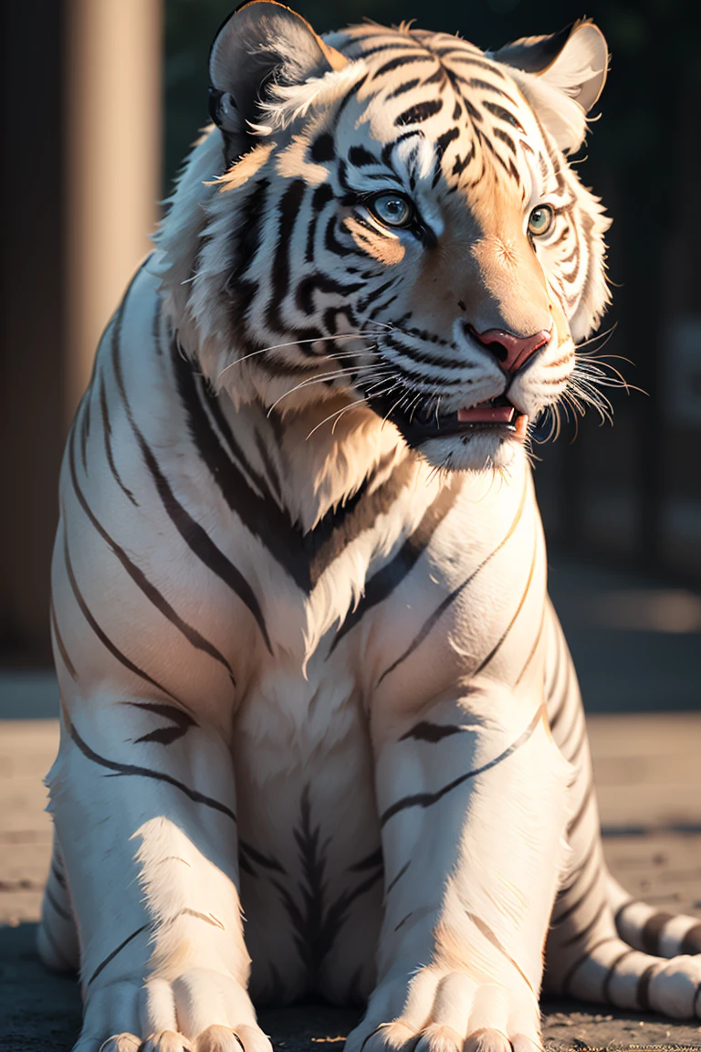 High resolution,超High resolution,8K,Very detailed,Realistic,photo-Realistic:1.37),Highest quality,masterpiece,pressure,Blurred background,Blurred,White Tiger、