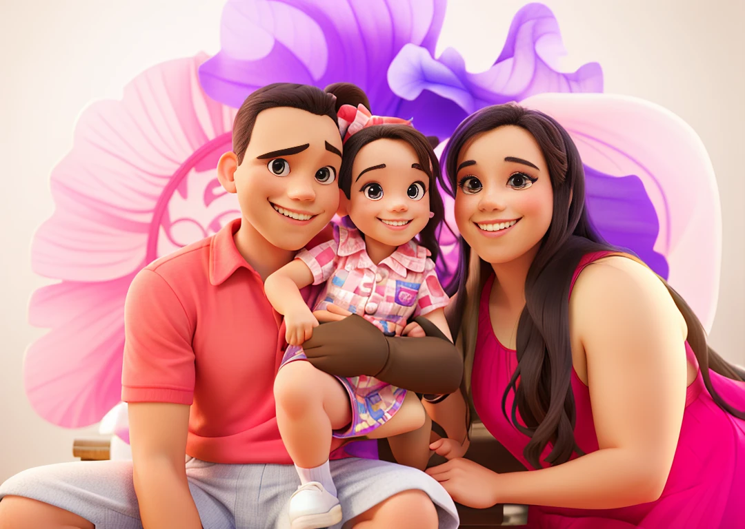 Disney family smiling in photo studio