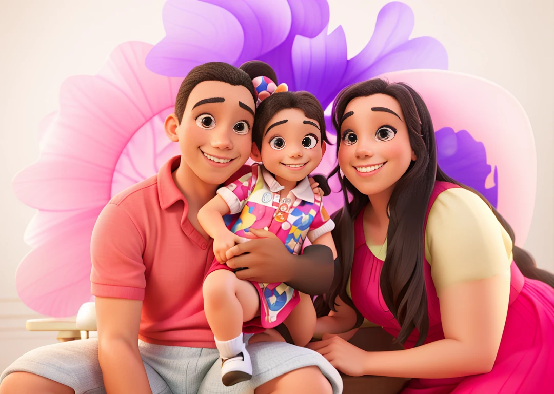Disney family smiling in photo studio