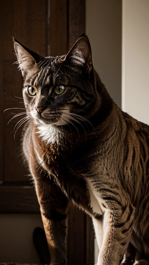  while the cat, with a smug expression, 