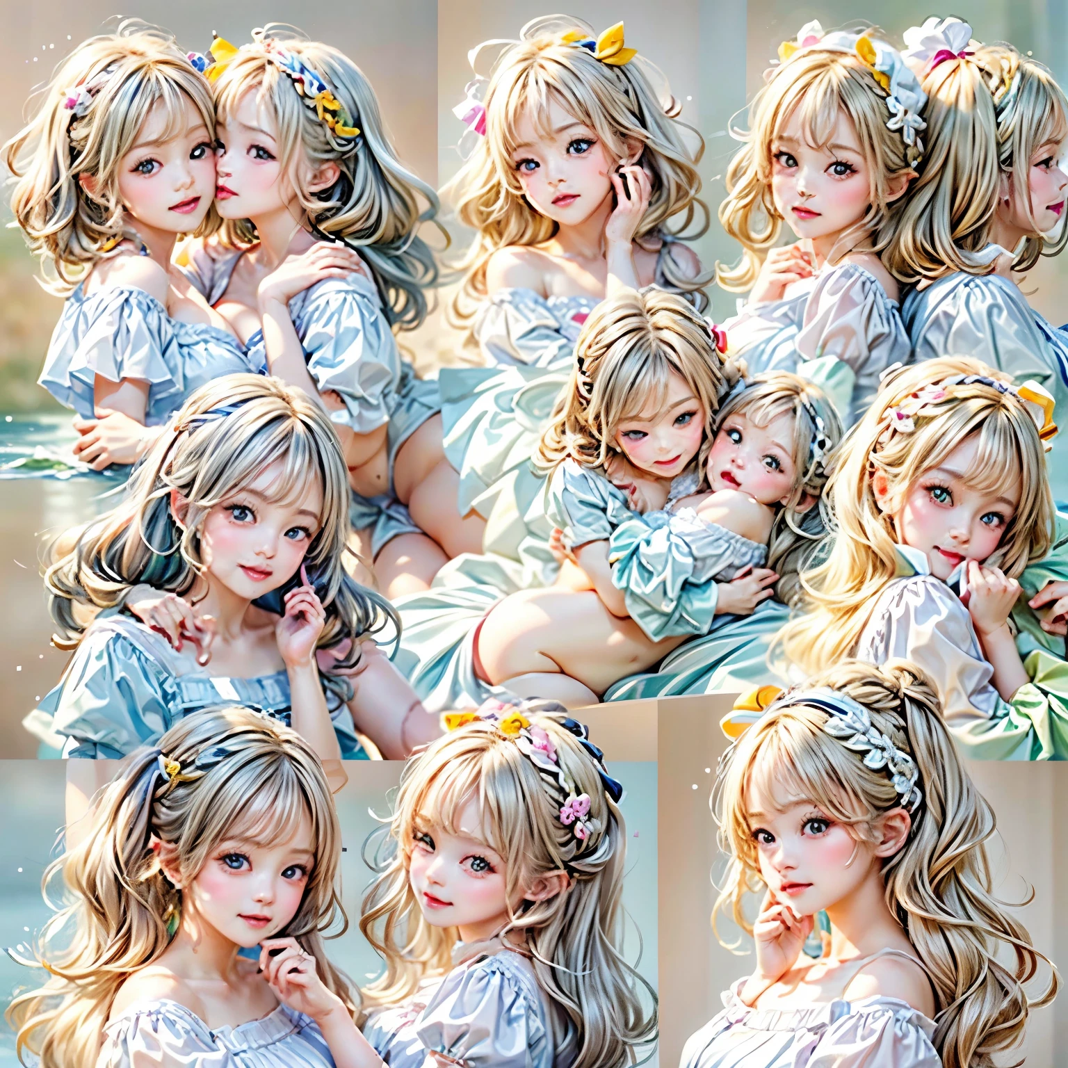 SFW, ((David Hamilton:1.37, White and RainbowColors))、Extremely Detailed (PUNIPUNI Oppai Twins), ((Just a heads above the Lake)), {(Kissing face to face) Against the Nipples to Nipples Pressing hard| ZoomedOut }、{(Floating hair with Strong wind)|French Braid|bun}, (8K best quality Masterpiece:1.2)((Photo-realistic:1.37)) BREAK (((Detailed KAWAII Face variations))), Detailed Radiant PearlSkin, {(((HiddenHand)))|((Corrected BabyLikeHand))} . PICHIPICHI
