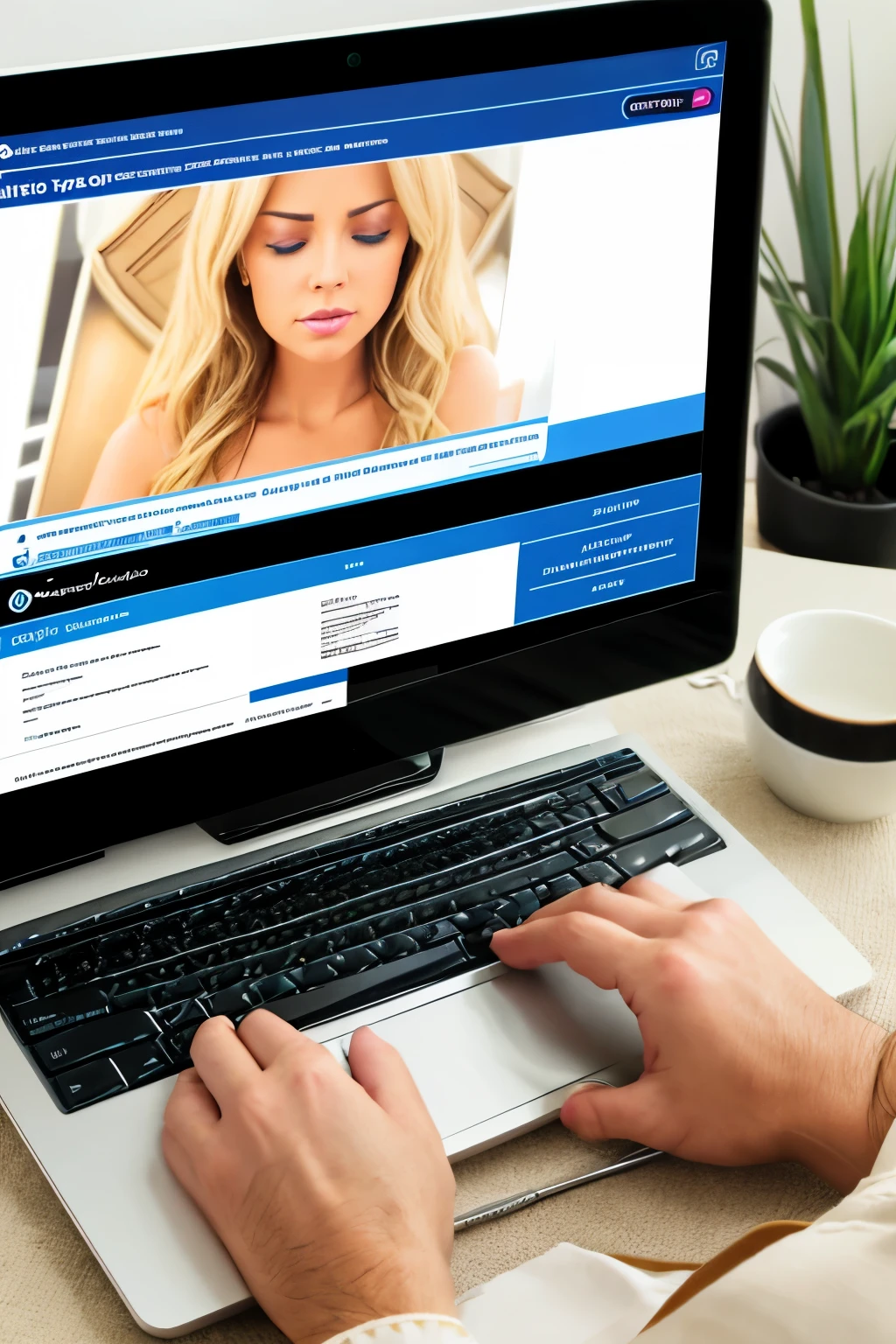 Online hypnotherapy via computer. 
hypnosis. ultra realisitic. sharp details. 