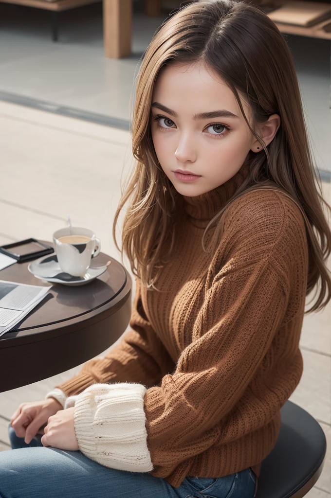((best qualityer)), ((work of art)), (detailded), 1 girl, ombro to ombro sweater,
