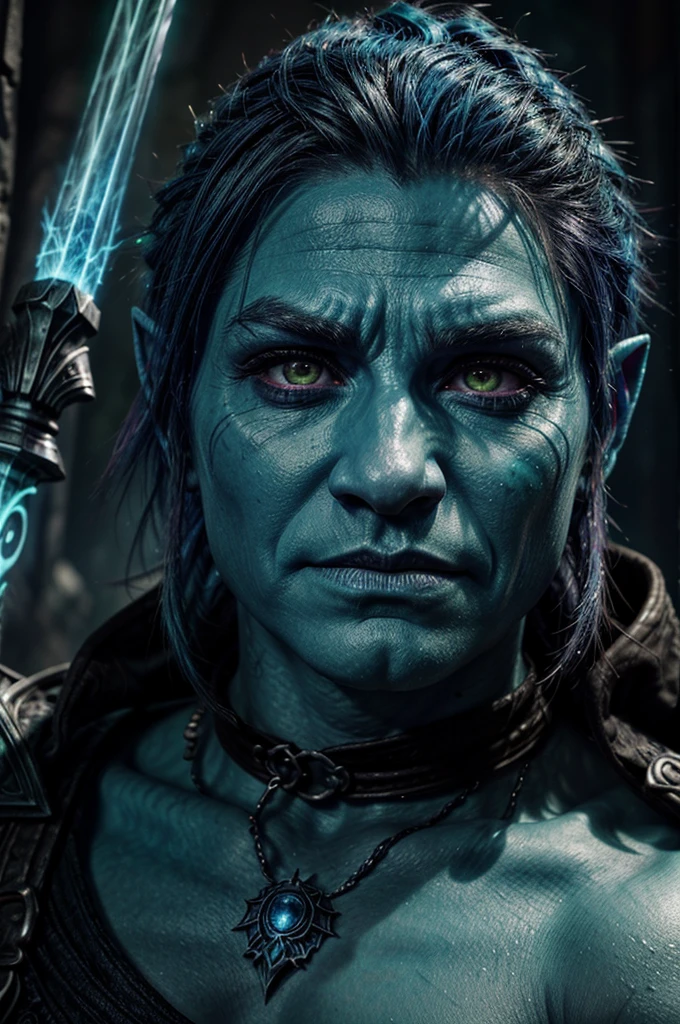 close up:1.3, (Masterpiece:1.5),(Best Quality:1.6), (ultra high resolution:1.4), strong and robust ogre, dynamic pose, with shoulder pads and leather bones, large and sharp fangs, leather belt with a skull , loincloth, Detailed illustration, intricate, idyllic, magical elves in the forest:1.5, landscape, colores Vibrants, sunrise, rayos de sol pasando a través de los trees, leaves falling from the trees, dew on leaves and plants, clouds, (( magical, beautiful, from another world, trees:1.4 )), (( Best Quality, Vibrant, 32k, clear, well-defined shadows)).(Best Quality,4k,8k,high resolution,Masterpiece:1.2),ultra detailed,(realist,photorealist,photo-realist:1.37),Very detailed face,extremely detailed facial features,textura de piel hiperrealist,extremely fine details,detalles intricates,detailed eyes,Detailed nose,detailed lips,detailed facial expressions,intricate facial anatomy,intense lighting,dramatic lighting,lighting change,cinematic lighting,chiaroscuro lighting,dramatic shadows,dramatic moments,vivid colors,intense colours,Deep contrast,cinematic depth of field,cinematographic composition,cinematic camera angle