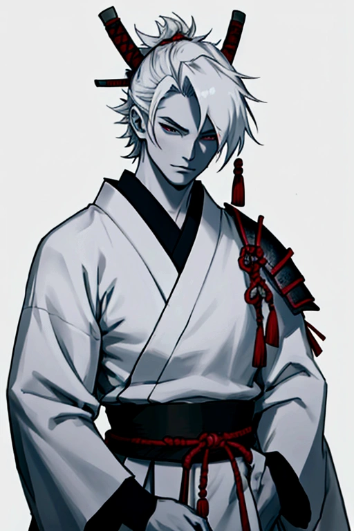 male character,White skin,Samurai warrior,background of a relief of a Japanese mountain