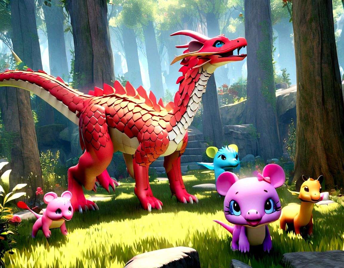 Create a Disney-style 3D dragon with your friends in an enchanted forest 