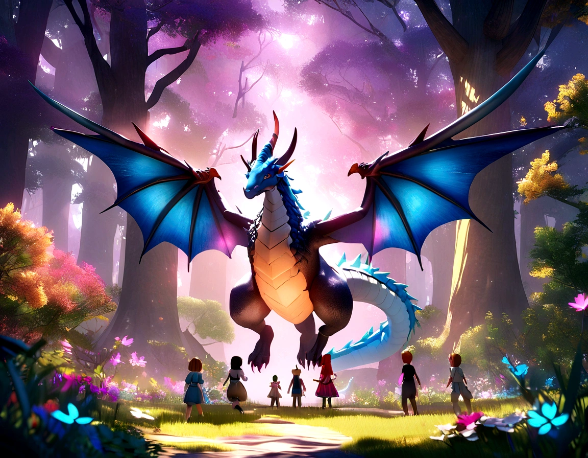 Create a Disney-style 3D dragon with your friends in an enchanted forest