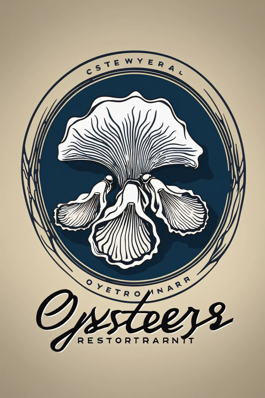 oyster restaurant logo, the logo represents an oyster, simple logo with 3 color palette , nice color combination, the logo is classic simple and chic, the logo can be easily printed on caps or polo shirts. the logo inspires confidence and makes you want to taste oysters,