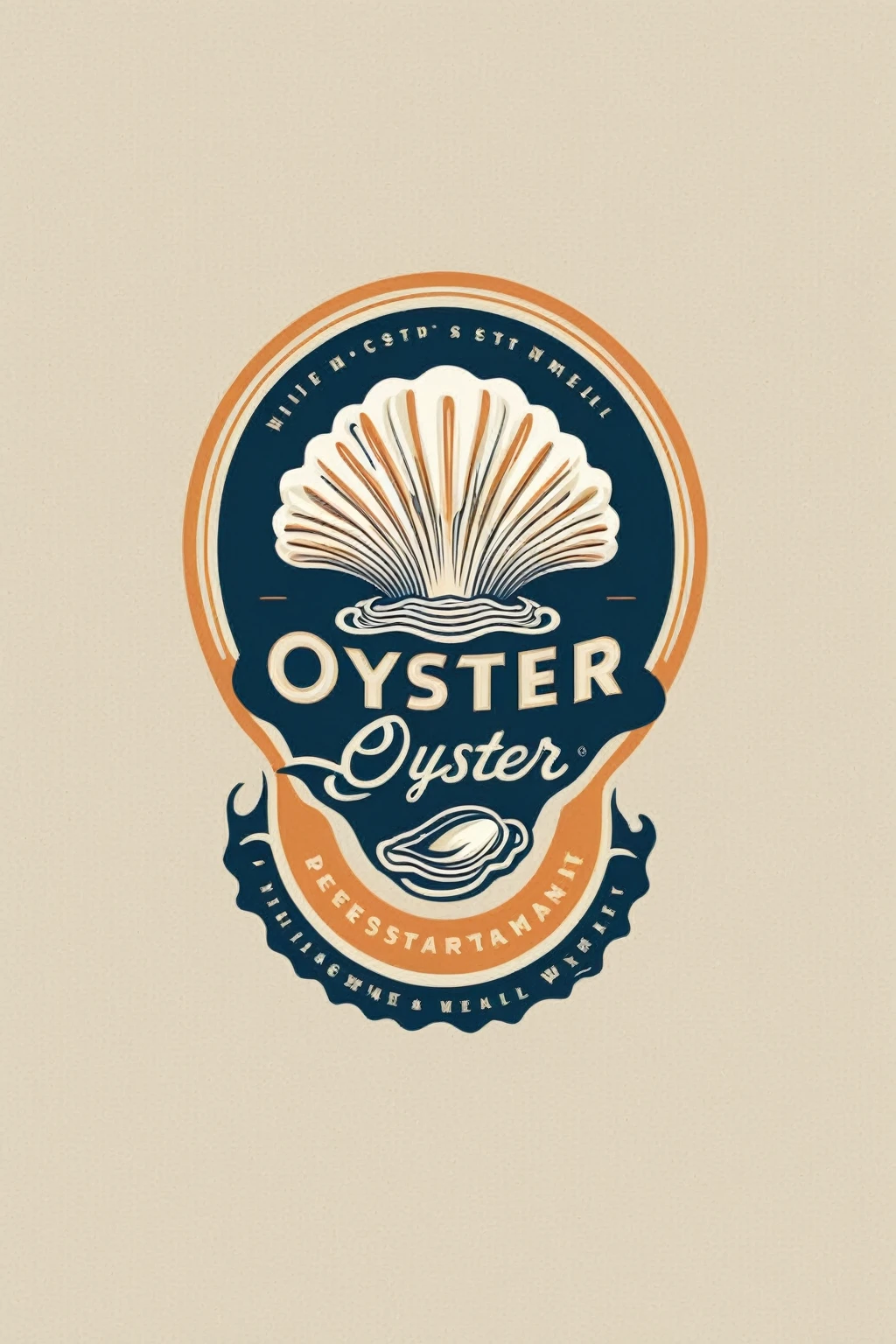 oyster restaurant logo, the logo represents a retro style oyster, simple logo with 3 color palette , nice color combination, the logo is classic simple and chic, the logo can be easily printed on caps or polo shirts. the logo inspires confidence and makes you want to taste oysters,