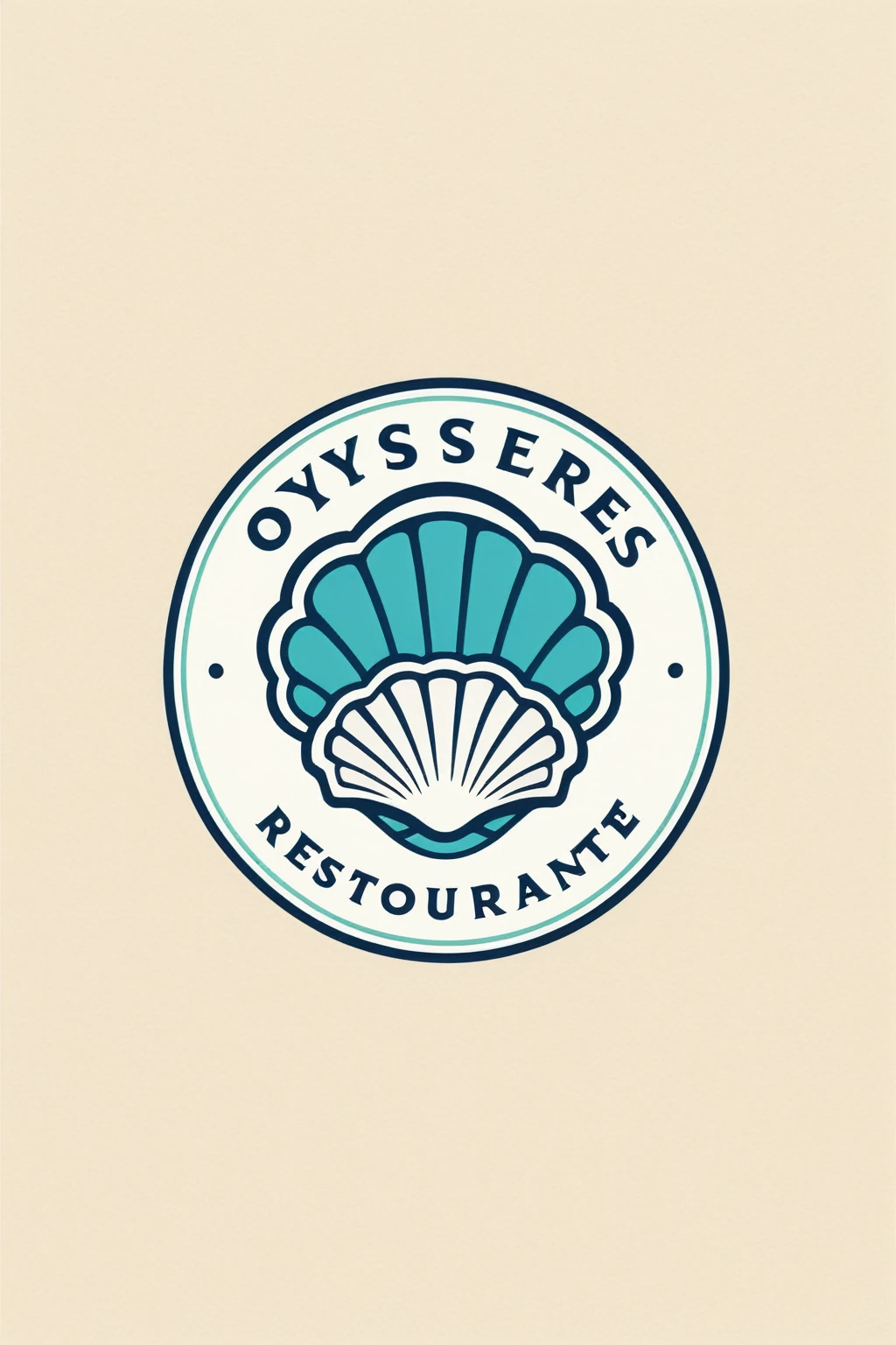 oyster restaurant logo, the logo represents an oyster, simple logo with 3 color palette , nice color combination, the logo is classic simple and chic, the logo can be easily printed on caps or polo shirts. the logo inspires confidence and makes you want to taste oysters,
