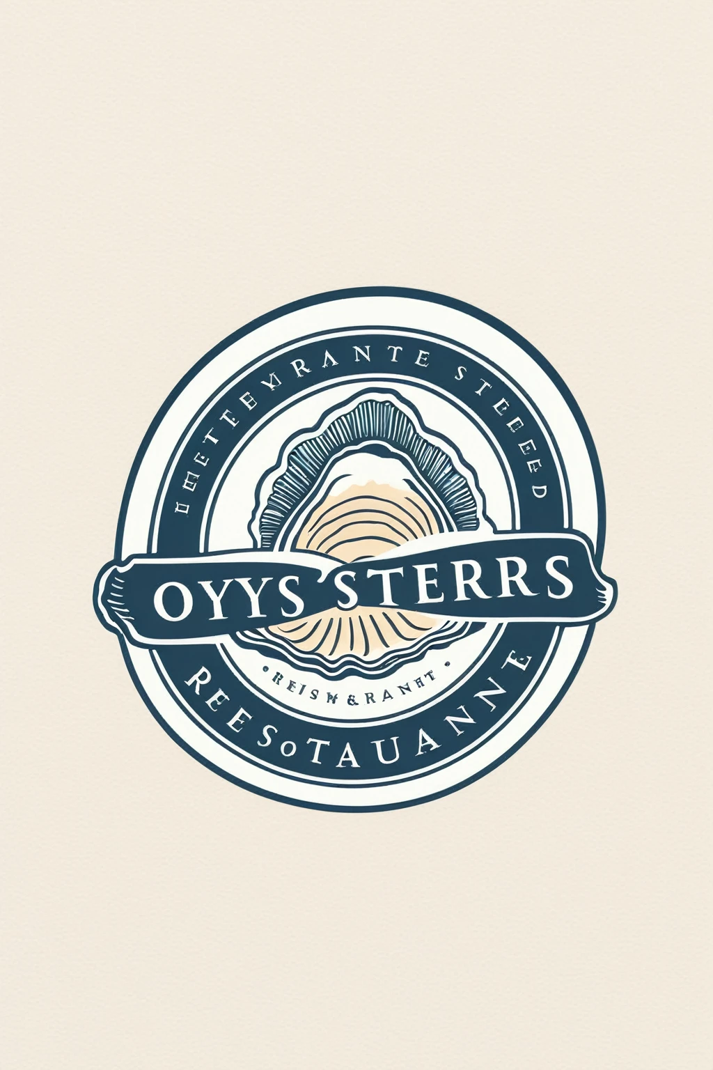 oyster restaurant logo, the logo represents an oyster, simple logo with 3 color palette , nice color combination, the logo is classic simple and chic, the logo can be easily printed on caps or polo shirts. the logo inspires confidence and makes you want to taste oysters,