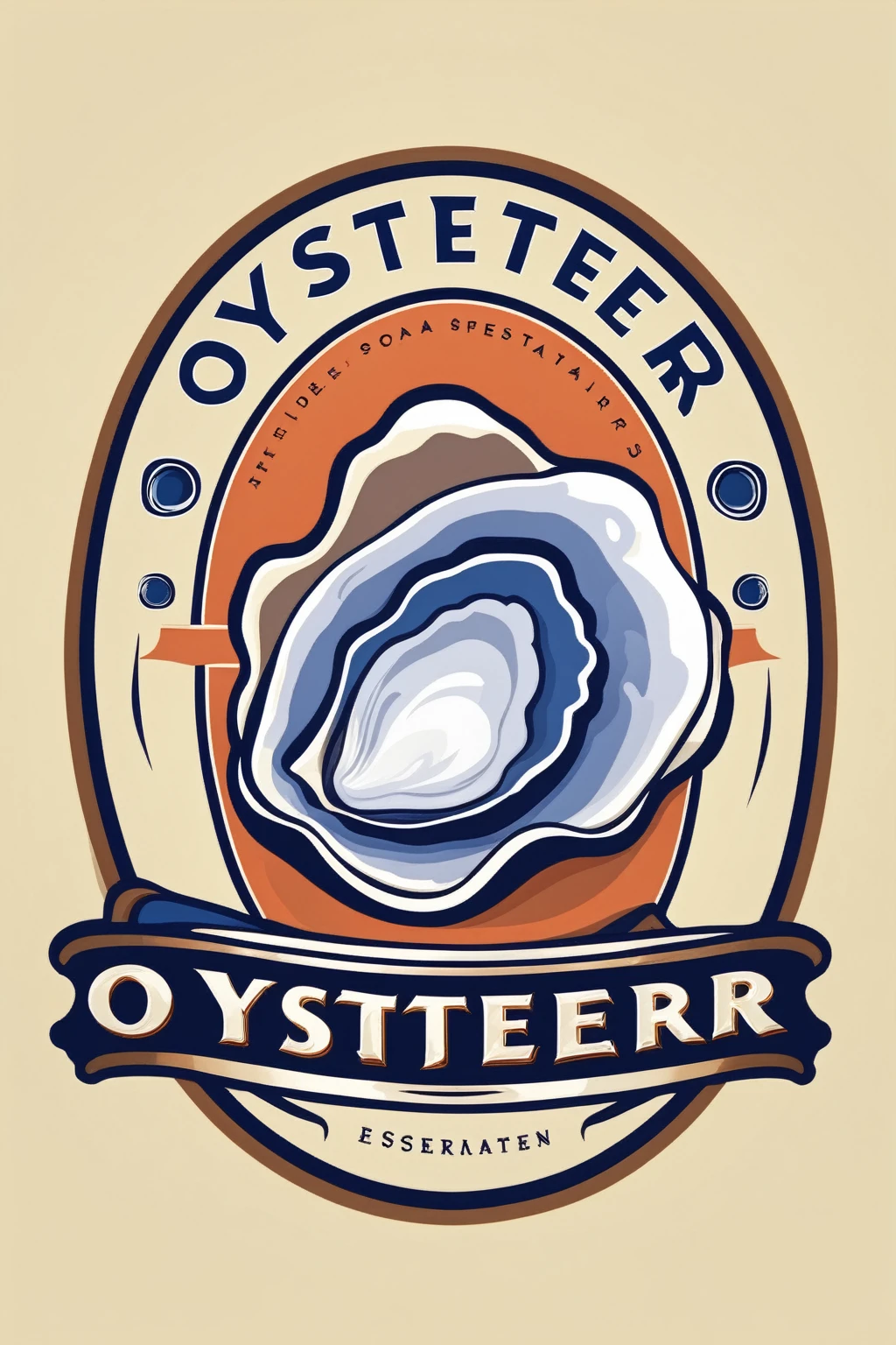 oyster restaurant logo, the logo represents a retro style oyster, simple logo with 3 color palette , nice color combination, the logo is classic simple and chic, the logo can be easily printed on caps or polo shirts. the logo inspires confidence and makes you want to taste oysters,