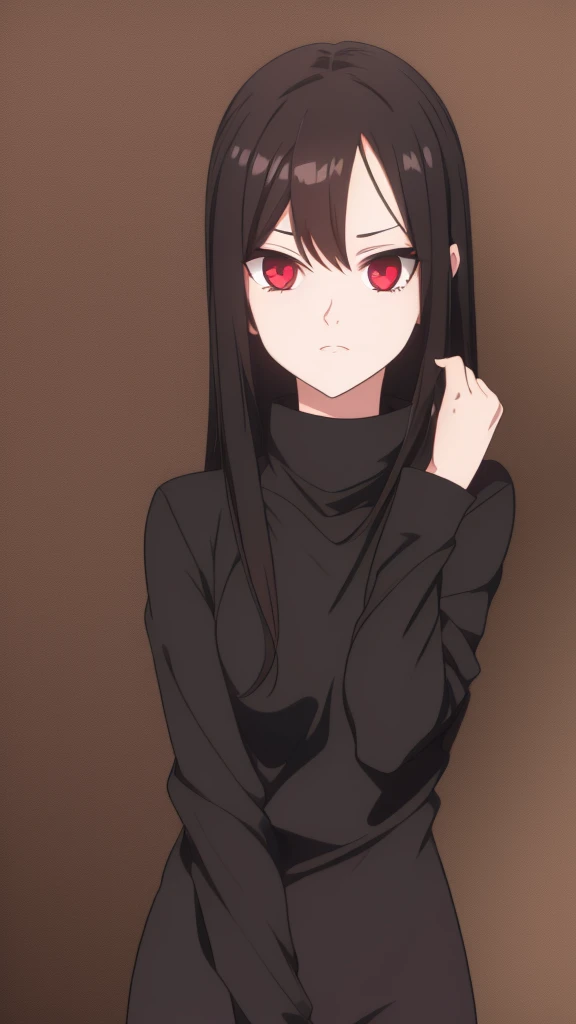1girl, white hair, red eye, turtleneck shirt, black thigh-high stockings