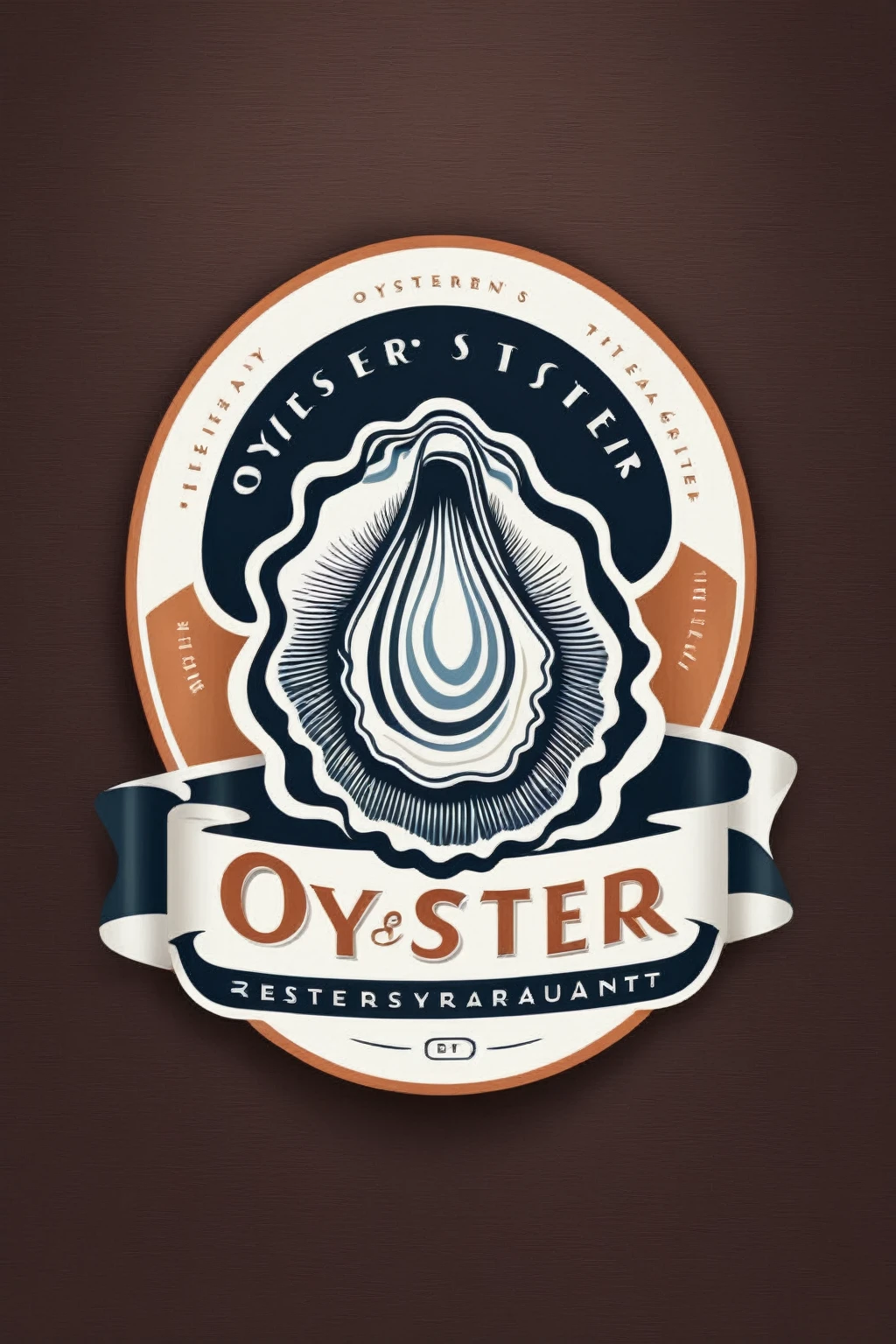 oyster restaurant logo, the logo represents a retro style oyster, simple logo with 3 color palette , nice color combination, the logo is classic simple and chic, the logo can be easily printed on caps or polo shirts. the logo inspires confidence and makes you want to taste oysters,