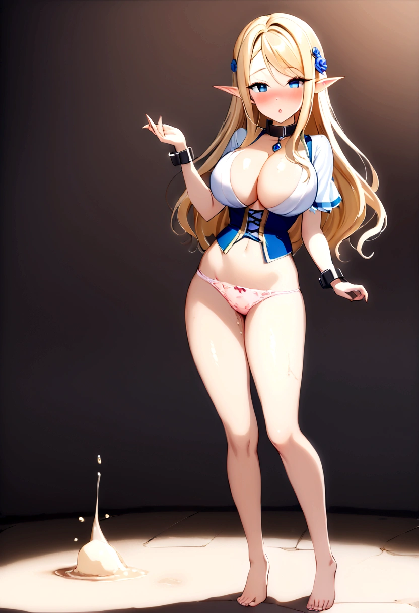 Slave. Dirty tunic. Torn tunic. dirty panties. Torn panties. Pointy ears. Elf. Slave collar. Blonde hair. Hair between the eyes. Shackles. Long hair. Long pointed ears. Blue eyes. 1 girl. 20 years. Young woman. Beautiful fingers. Beautiful long legs. Beautiful body. Beautiful nose. Snotty nose. Snot flows from the nose. Perfect eyes. Ideal face. Expressive eyes. Barefoot. Cold. Runny nose. Nasal mucus. Snot flows from the nose. Sneezing. Wants to sneeze. I have to sneeze. Violent, desperate desire to sneeze. She sneezed. She sneezes. Snot flies from your nose with every sneeze. Urinary incontinence. Wants to pee. I need to pee. A strong, desperate urge to pee. She pees standing up. She pees to herself. She pees in her panties. She peed in her panties. She peed herself. Urine runs down her thighs. Diarrhea. She has diarrhea. Wants to poop. I need to poop. Intense, desperate urge to poop. She poops diarrhea while standing. She poops diarrhea on herself. She poops diarrhea in her panties. She shit herself. Diarrhea flows out of her beautiful ass onto the floor. There is a puddle of urine and diarrhea on the floor underneath her. Embarrassment. Blush. Beautiful character design. Shiny skin. Full body. official art, extremely detailed CG unity 8k wallpaper, perfect lighting, Colorful, Bright_Front_face_Lighting, shiny skin, (masterpiece:1.0), (best_quality:1.0), ultra high resolution, 4K, super detail, photography, 8K, HDR, high resolution, absurd: 1.2, Kodak portra 400, film grain, background blur, bokeh: 1.2, highlights, (bright_color: 1.2) (Beautiful, big_breasts: 1.4), (beautiful_face: 1.5), (narrow_waist), nsfw.
